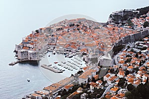 Dubrovnik old city form above. Dubrovnik harbor