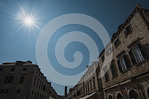 Dubrovnik old city with sun