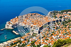 Dubrovnik old city top view in Croatia. Top view