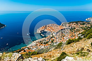 Dubrovnik old city top view in Croatia. Top view