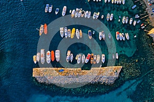 Dubrovnik old town harbor from above