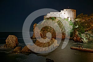 Dubrovnik old town long exposure - fortress Lovrijenac at night