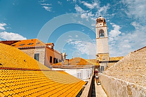 Dubrovnik old town medieval city walls road in Croatia