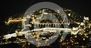Dubrovnik old town panorama at night