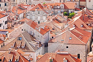 Dubrovnik old town roofs. Aerial view.