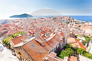 Dubrovnik old town roofs. Aerial view.