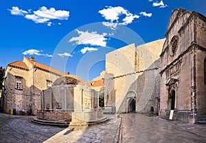 Dubrovnik . Onofrio Fountain and Stradun street view  in Dubrovnik view