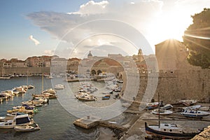 Dubrovnik port and town view