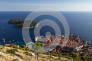 Dubrovnik`s Old Town and Lokrum Island from above