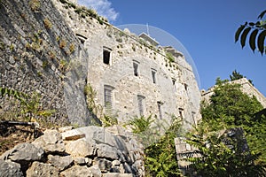 Dubrovnik: View of the `Homeland dubrovnik war museum` facade, which illustrates the war in the Balkans