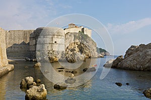 Dubrovnik view toward the old fortress city wall