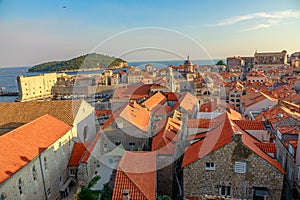 Dubrovnik walls aerial view panorama