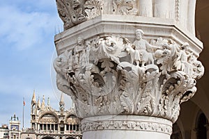 Ducal Doge's Palace Venice detail of a capital