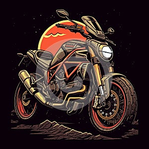 Ducati Monster T Shirt Design Template With Retro Sci-fi Style