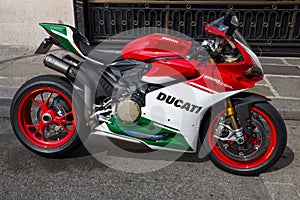 Ducati 1299 panigale final edition tricolor motorcycle on rent for tourists in Paris, France