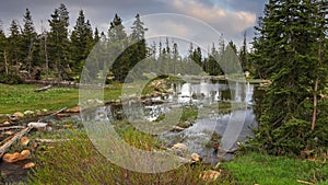 Duchesne river flows to Mirror lake in Wasatch national forest