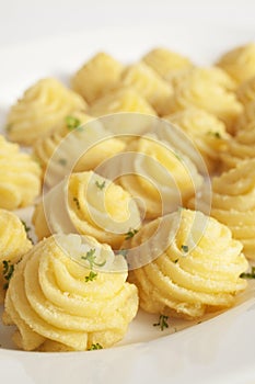Duchess Potatoes on White