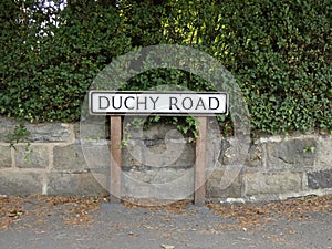 Duchy road Harrogate town sign isolated