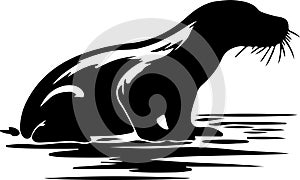 duck-billed platypus Black Silhouette Generative Ai