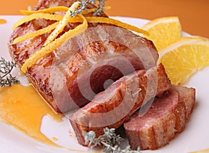 Duck bread and orange sauce