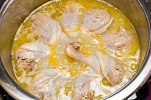 Duck confit during the preparation