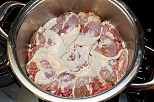 Duck confit during the preparation