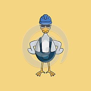 Duck construction worker mascot