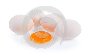 Duck eggs on the white background