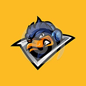 Duck gaming mascot logo design vector with modern illustration concept style for badge, emblem and t-shirt printing. Angry Duck