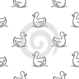 Duck hand drawn seamless pattern