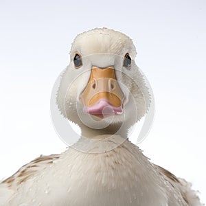 Duck Head On White Background: Medium Format Lens Style photo