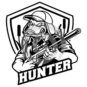 Duck Hunter Mascot Badge Silhouette