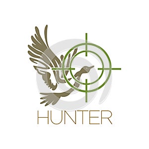 Duck hunting icon logo design