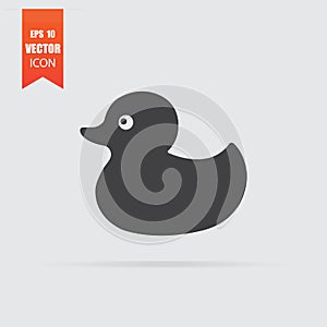 Duck icon in flat style isolated on grey background