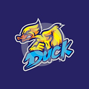 Duck mascot logo design vector with modern illustration concept style for badge, emblem and t shirt printing. Angry duck