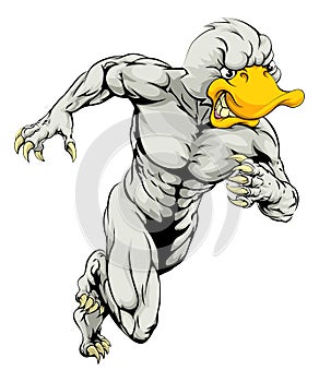 Duck mascot running