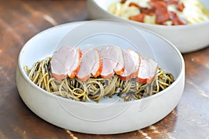 duck pasta or duck spaghetti or spicy spaghetti ,duck Spaghettini or pepper pasta or roasted duck pasta