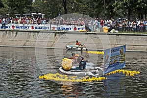 Start of a rubber duck toy race