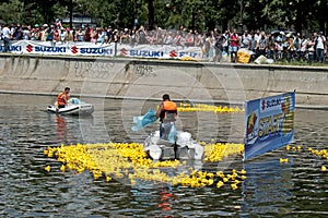 Start of a rubber duck toy race
