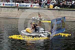Start of a rubber duck toy race