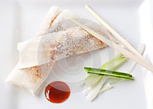 Duck rolls with hoisin sauce photo