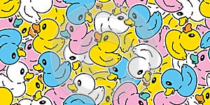Duck seamless pattern rubber duck shower bathroom toy chicken bird vector pet scarf isolated cartoon animal tile wallpaper repeat