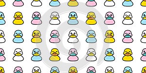 Duck seamless pattern shower bathroom soap bubble toy bird chicken vector pet scarf isolated cartoon animal tile wallpaper repeat