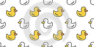 Duck seamless pattern vector rubber duck tile background repeat wallpaper scarf isolated illustration white yellow