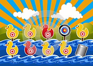 Duck Shoot Game Vector Illustration