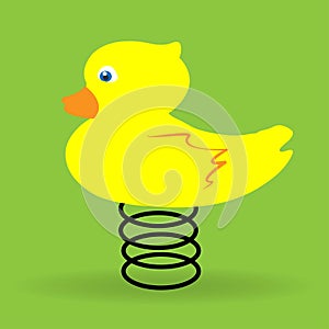 Duck with the spring, jumping toy in the playground
