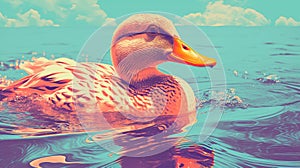 Duck Image With Risograph Ra 6800 Texture
