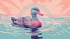 Duck Image With Risograph Ra 6800 Texture