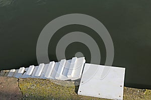 Duck steps on the Worcester canal