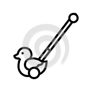 duck stick push toy line icon vector illustration